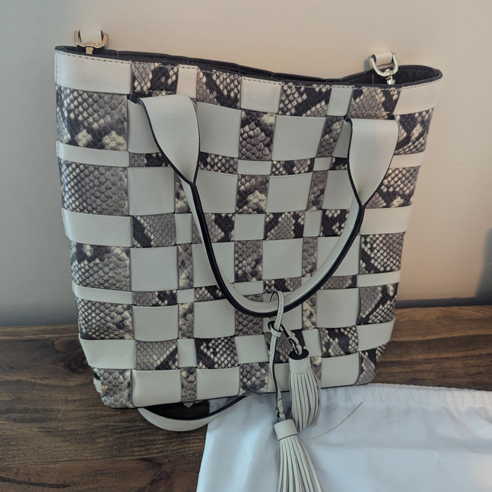 MICHAEL Michael Kors White and Gray Tote Bag